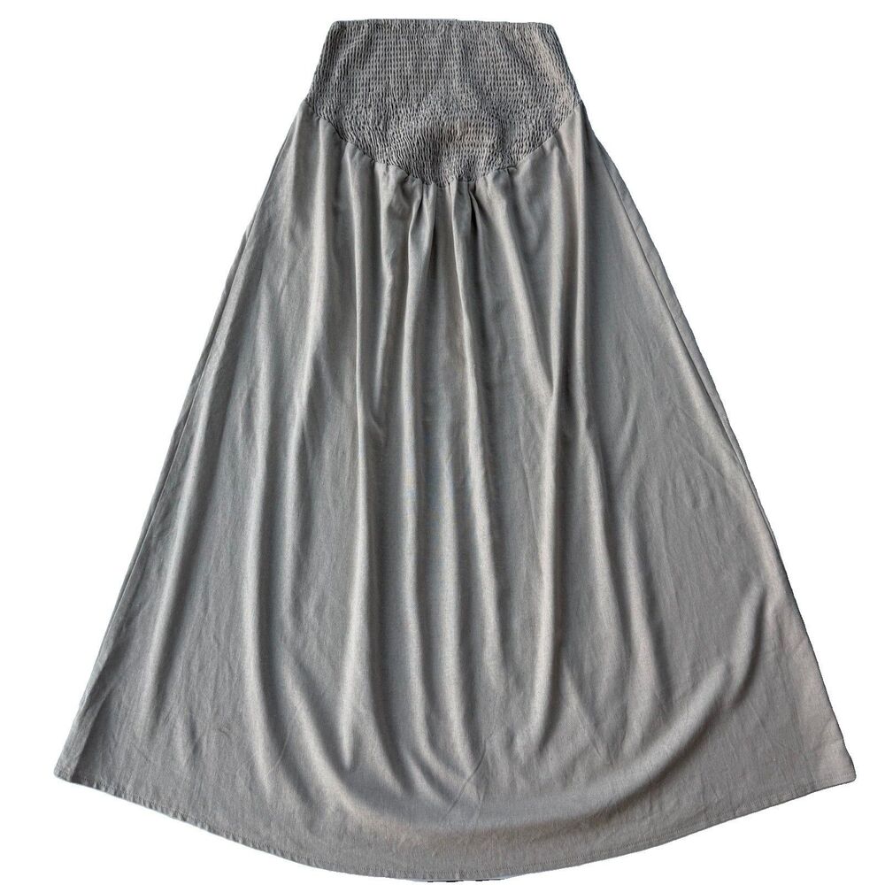 Pretty Little Things Women's Beige Maternity Maxi Skirt US 4 Smocked Waist Band
